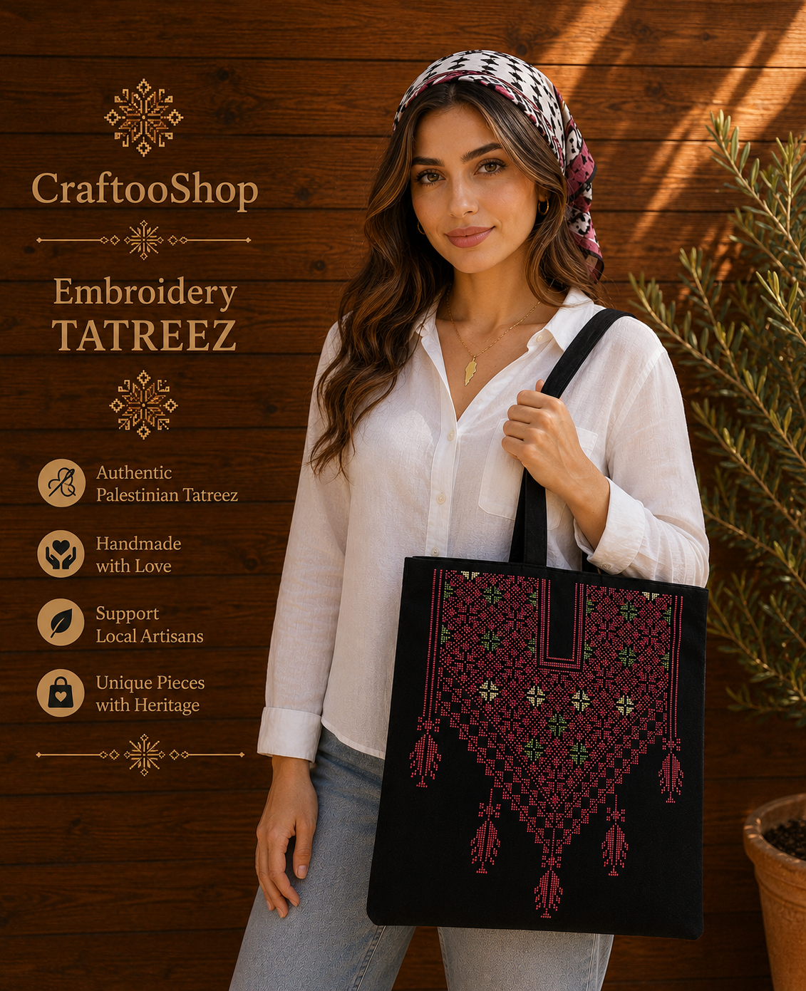 Palestine Tote Tatreez Shoulder Bag, Vintage Unique Handmade Heavy Work multi-function Zipper