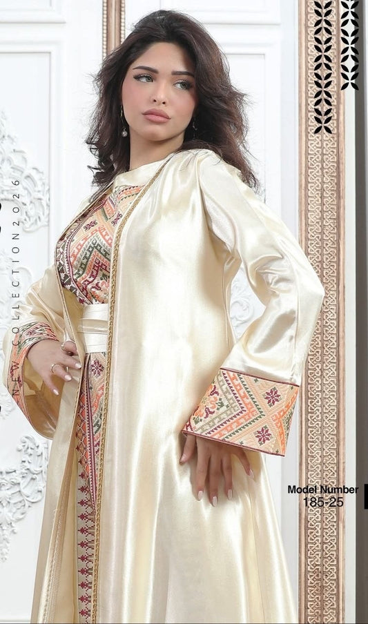 Tatreez Embroidery Palestine Dress, Vintage Style, Heritage Palestinian Thobe Abaya, Traditional Tatreez Embroidery