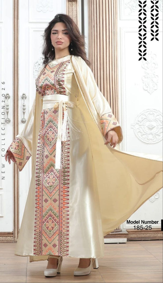 Tatreez Embroidery Palestine Dress, Vintage Style, Heritage Palestinian Thobe Abaya, Traditional Tatreez Embroidery