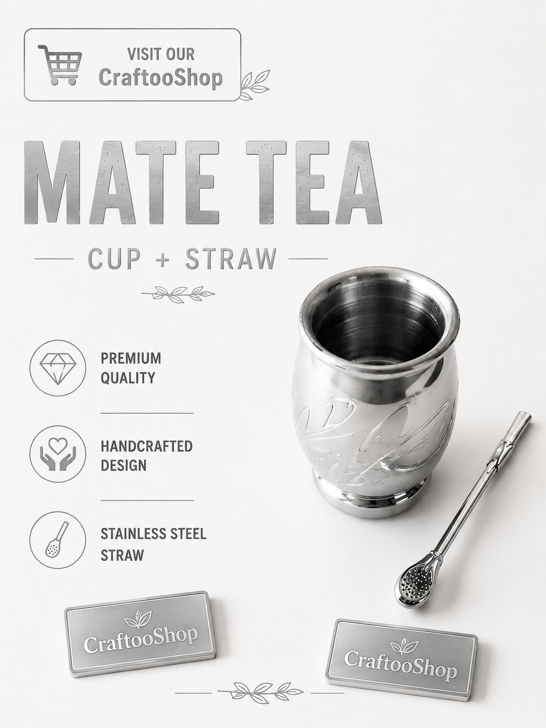Mate Tea Silver cup, Unique Yerba Mate Cup +Straw, drinking places fountain, water carved Filter Bombilla Straw handmade 50mL