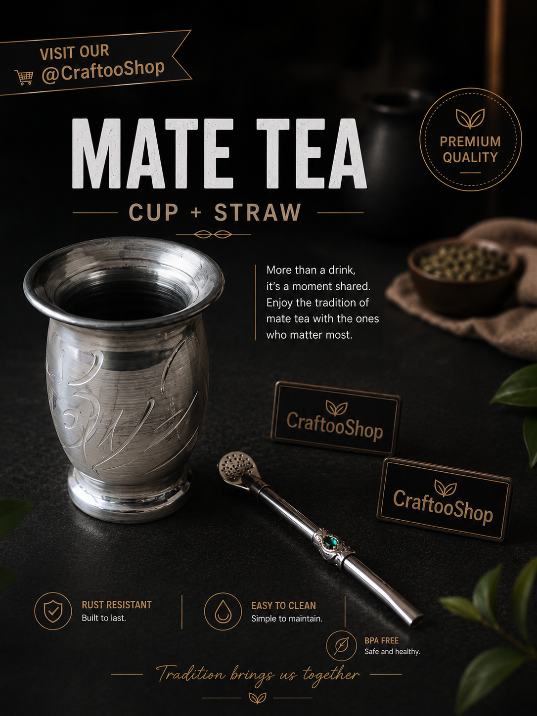 Mate Tea Silver cup, Unique Yerba Mate Cup +Straw, drinking places fountain, water carved Filter Bombilla Straw handmade 50mL