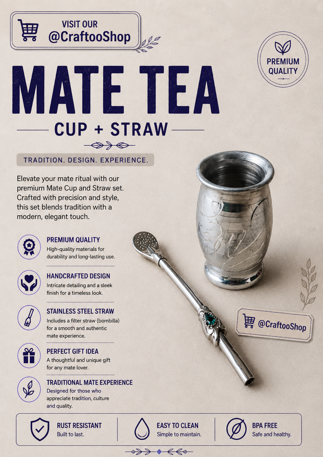 Mate Tea Silver cup, Unique Yerba Mate Cup +Straw, drinking places fountain, water carved Filter Bombilla Straw handmade 50mL