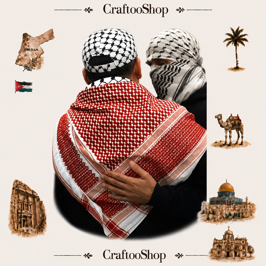 Palestine Keffyieh Scarf, Kuffyieh Arafat Hatta Red Shemagh, Handmade Western OldStyle, Arab Dress Original Bandana,Woven Stitched not print