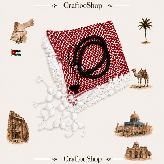 Red Shemagh Malaki Jordanians Kuffyieh Arab Scarf, Vintage Dress, Unique High Quality Woven Stitched, Hatta HandCrafted Scarves Traditional Style Unisex FaceMask