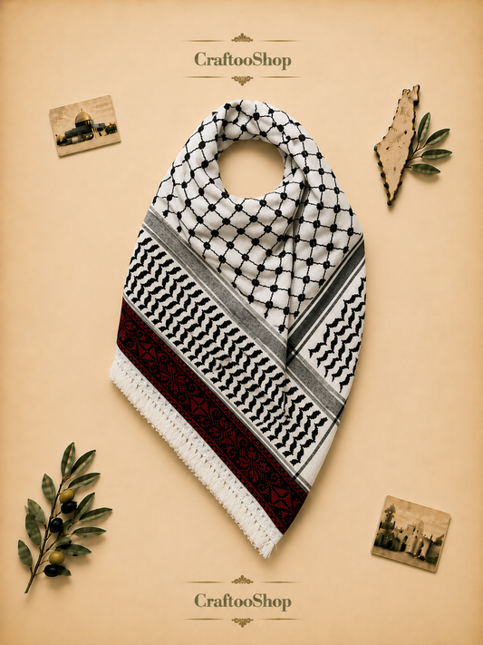 Tatreez Palestine Arab Scarf, Woven Stitched, NOT Printed, Unique Embroidery Keffiyeh faceCover, Headwear Bandana,Shawl Kofyah Mask,Vintage Dress Hatta Shemagh