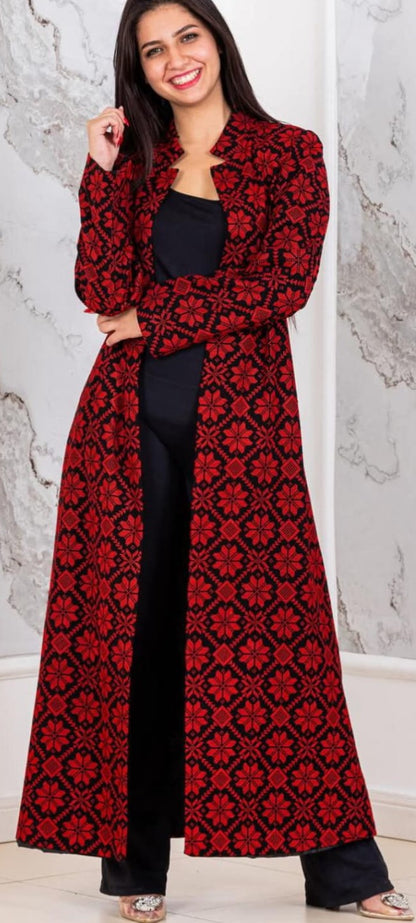 Jacket Special Occasion Long Sleeves Dress, Embroidery Parties Dress, Vintage Style, Heritage Palestinian Jordanian Wedding, Traditional Tatreez Thobe Embroidered