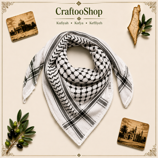 2x Pieces keffyeih Palestine & Red Shemagh Original Arab Scarf, Kofyah Woven Stitched NOT Printed, Unique Bandana ,Vintage Dress Hatta