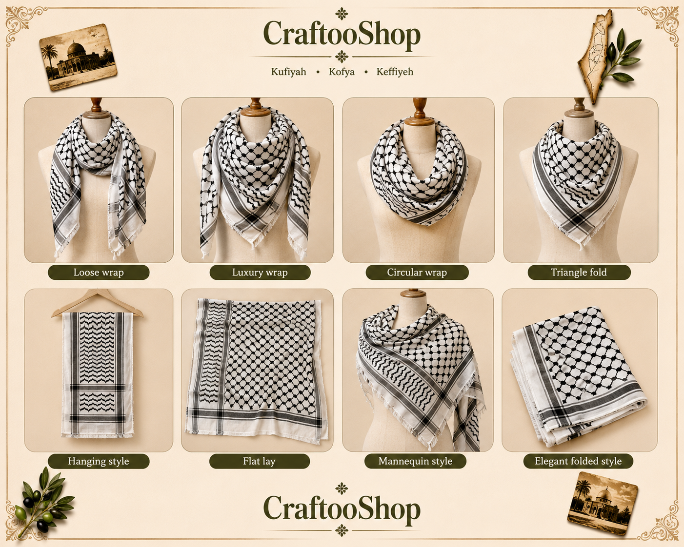 2x Pieces Palestine Keffyieh Red Shemagh, Kuffyieh Vintage Dress, Unisex Face Mask, Unique Hatta Arab Mult-use Cover, Headwear Bandana, Woven Stitched