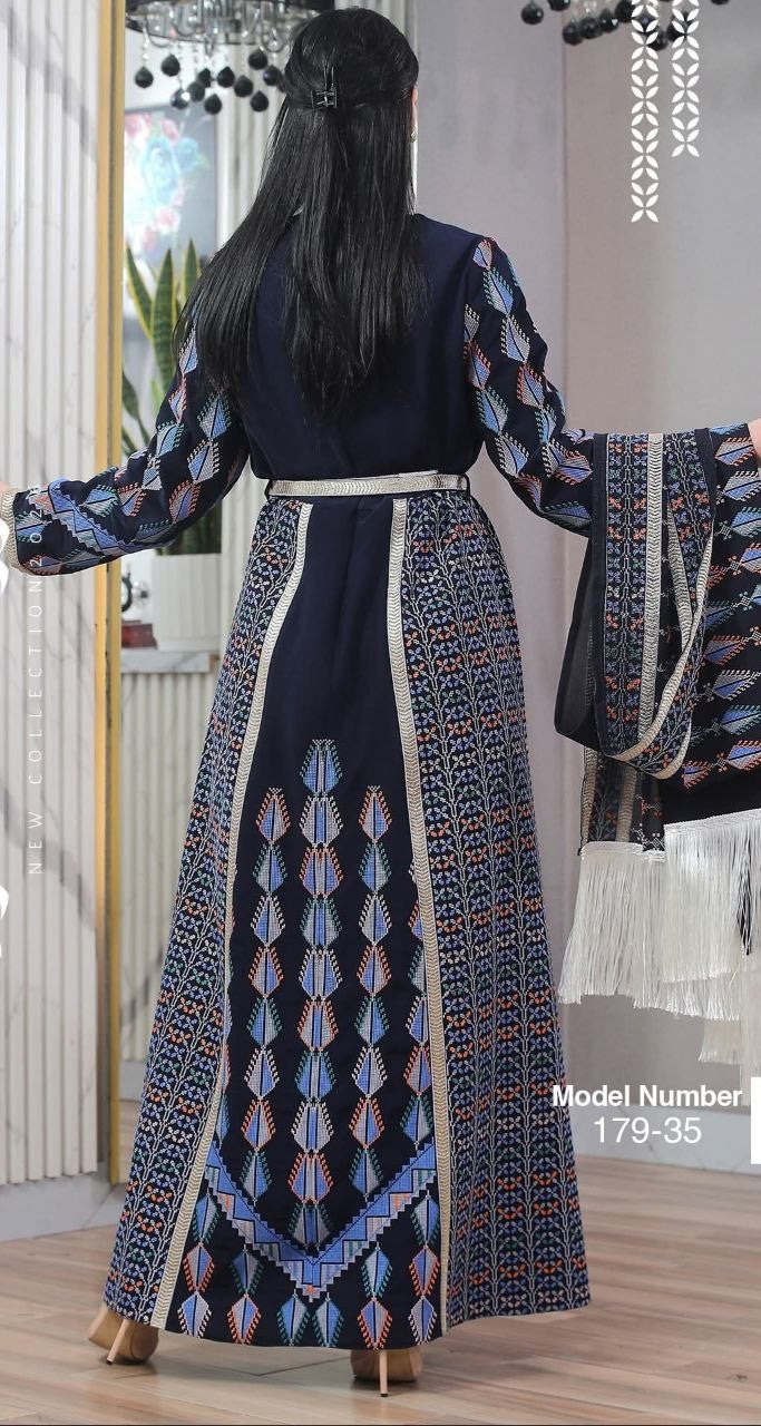 Thobe Tatreez Embroidery Palestine Dress, Vintage Style, Heritage Palestinian Traditional Tatreez Embroidery