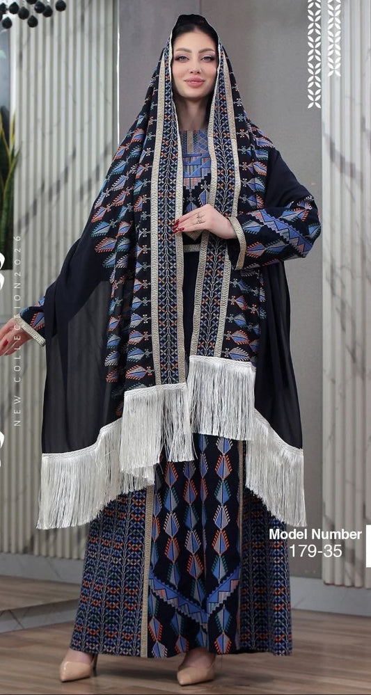 Thobe Tatreez Embroidery Palestine Dress, Vintage Style, Heritage Palestinian Traditional Tatreez Embroidery
