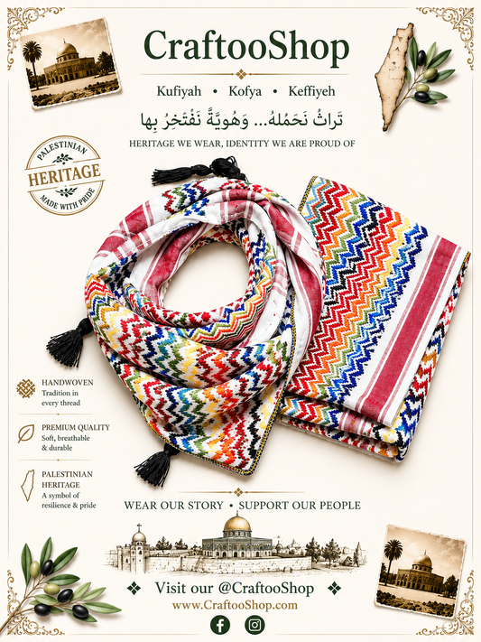 Rainbow Unique Keffiyeh Shemagh, Arab Scarf, Vintage Dress Hatta Bandana Kofya Handmade Rainbow Cocktail Colours, Woven Stitch Not Printed