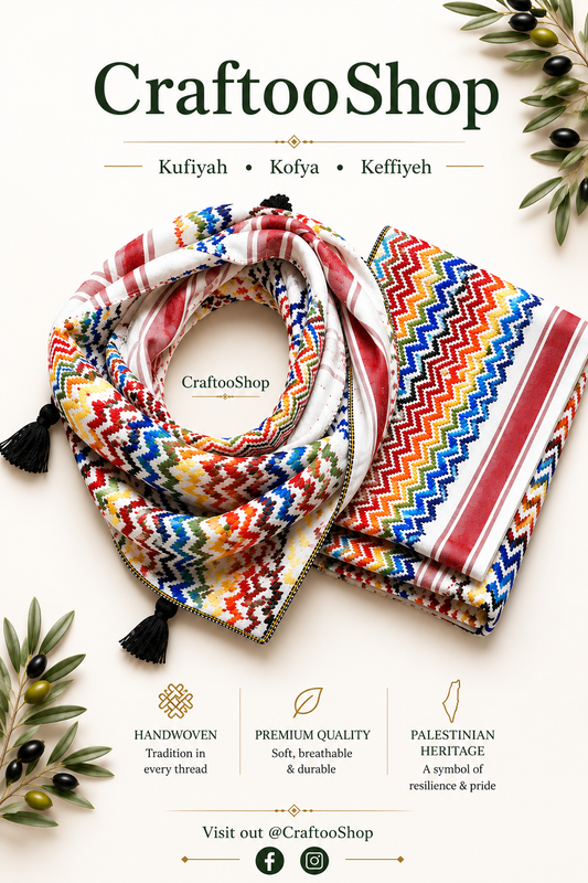 Keffiyeh Palestine Rainbow White Scarf, Unique Arab Desert Bandana face Cover, Headwear Head wrap Mask, Vintage dress Hatta