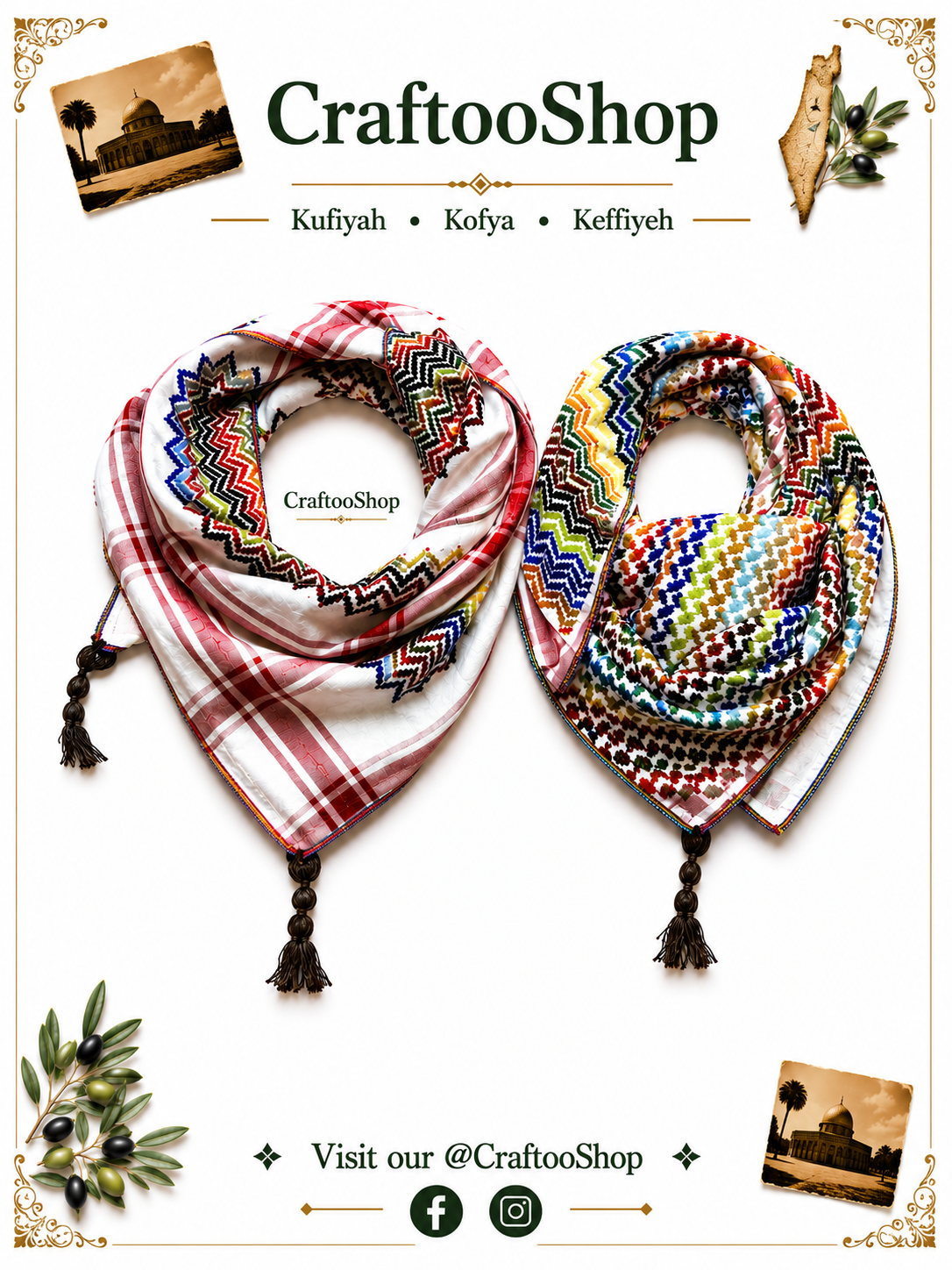 Palestine Rainbow Scarf, Unique Keffiyeh Shemagh, Arab Vintage Dress Hatta Bandana Kofya Handmade Cocktail Colours, Woven Stitch Not Printed