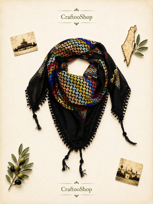Rainbow Black Keffiyeh Unique Scarf, Sahara Desert Arab Bandana Palestine Headwear Windproof Mask, Vintage Dress Hatta Shemagh, Woven Mixed