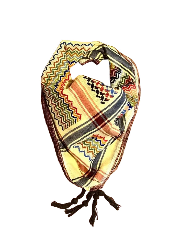 Yellow Palestine Scarfs, Unique Arab Scarf , Desert Bandana face Cover, Headwear Head wrap, Windproof Mask, Vintage dress Hatta Shemagh Kuffyieh