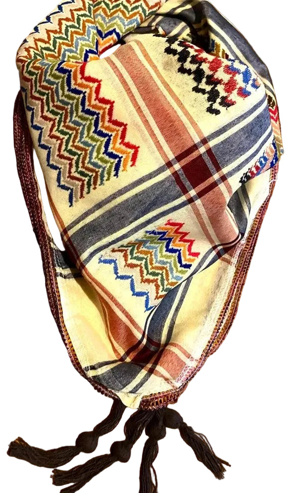 Yellow Palestine Scarfs, Unique Arab Scarf , Desert Bandana face Cover, Headwear Head wrap, Windproof Mask, Vintage dress Hatta Shemagh Kuffyieh